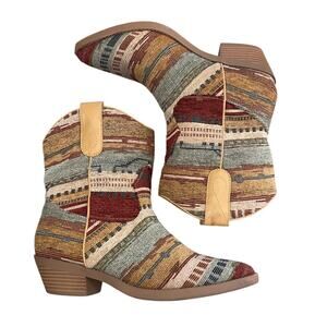 Wonderly Buckley women’s low boho southwest print Cowboy boots size 6